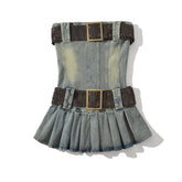Vestido vaquero sin tirantes para mujer